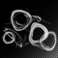vector de ondas de humo de cigarrillo realista. conjunto de humo abstracto, efecto humo realista. anillos de humo