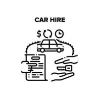 ilustración de vector de servicio de alquiler de coches negro
