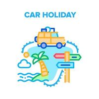 Ilustración de color de concepto de vector de vacaciones de coche