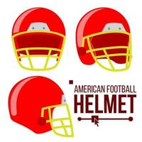 Helmet American Football Vector. Classic Red Rugby Head Protection Helm. Sport Equipment. Isolated Flat Illustration vector