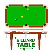 vector de mesa de billar. superior, vista lateral. billar clásico verde, mesa de billar. ilustración plana aislada