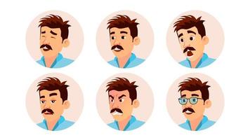 Italian Man Avatar Vector. Creative Italian Man Face, Emotions Set. Character Business People. Cartoon Illustration vector