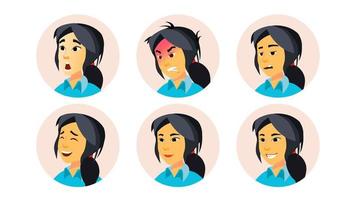 Avatar Icon Woman Vector. User Person. Trendy Image. Asiatic, Chinese, Korean. Flat Cartoon Character Illustration vector