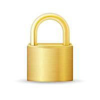 Closed Lock Security Gold Icon Isolated On White. Realistic Protection Privacy Sign vector