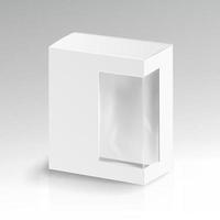 White Blank Cardboard Rectangle Vector. Realistic Mock Up White Package Box. vector