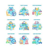 Car Accessories Set Icons Vector Illustrations