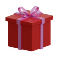 3d weergegeven rood geschenk doos met roze lint perfect voor Valentijnsdag ontwerp project png