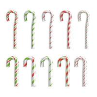 Xmas Candy Cane Vector. Set Isolated On White. Top View. Good For Christmas Card And New Year Design. Realistic Illustration vector