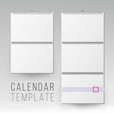 Wall Calendar Mock Up Vector. Template Square Spiral Calendar.