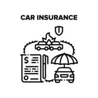 Car Insurance Vector Black Illustration