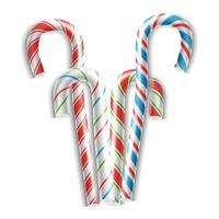 Classic Candy Cane Vector. 3D Realistic Christmas Candy Cane Set Striped In Christmas Colours. For Xmas Card And New Year Design. Isolated On White Illustration vector