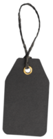 Blank black price tag with string isolated. Template mock up png