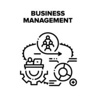 Business Management Work Vector Black Illustration