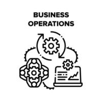 Business Operations Process Vector Black Illustrations