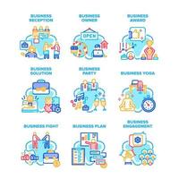 Business Solution Set Icons Vector Illustrations