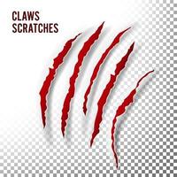 Claws Scratches Vector. Claw Scratch Mark. Bear Or Tiger Paw Claw Scratch Bloody. Shredded Paper vector