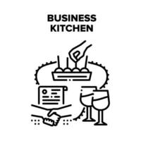 Business Kitchen Meeting Vector Black Illustration