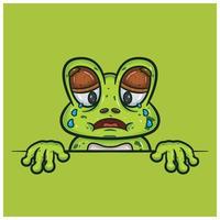 Crying Face Expression With Frog Cartoon. vector