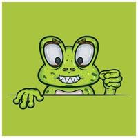 Evil Face Expression With Frog Cartoon. vector