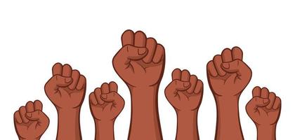 Demonstration, revolution, protest raised arm fist with copy space. Arm silhouette struggle for rights vector