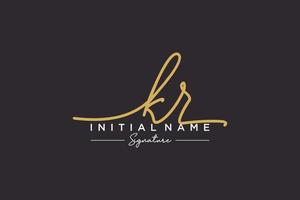Initial KR signature logo template vector. Hand drawn Calligraphy lettering Vector illustration.