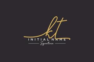 Initial KT signature logo template vector. Hand drawn Calligraphy lettering Vector illustration.