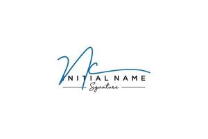 Initial NC signature logo template vector. Hand drawn Calligraphy lettering Vector illustration.