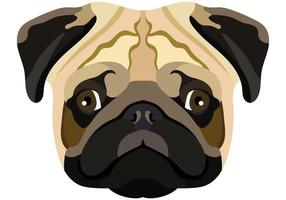 cara de pug retrato vectorial de una cabeza de perro aislada en fondo blanco. vector