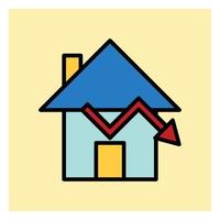 Decrease Value Real Estate Filled Icon vector