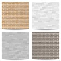 Brick Wall Seamless Pattern Set. Vector Illustration. Gray, White, Orange Color. Design Element. Background Texture