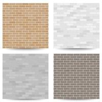 Brick Wall Seamless Pattern Set. Vector Illustration. Gray, White, Orange Color. Design Element. Background Texture