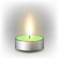 Burning 3D Realistic Dinner Candles. Dark Transparent Background vector