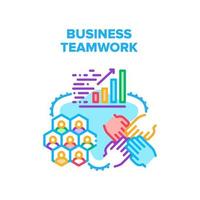 Business Teamwork In Office Vector Concept Color