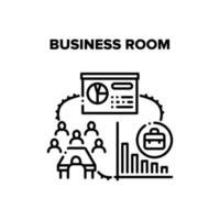 Business Room Vector Black Illustration