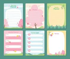 Set of Spring Nature Journal Pages Template with Soft Colors vector