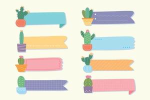 Colorful Rounded Succulent and Cactus Sticker Labels vector