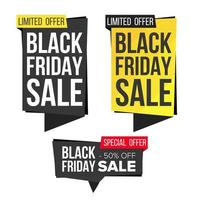 Black Friday Sale Banner Set Vector. Discount Banners. Friday Sale Banner Tag. Black Price Tag Labels. Isolated Illustration vector