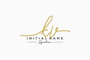 Initial KV signature logo template vector. Hand drawn Calligraphy lettering Vector illustration.