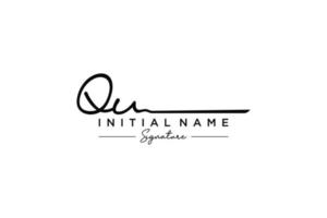 Initial QU signature logo template vector. Hand drawn Calligraphy lettering Vector illustration.