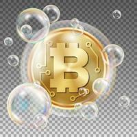 Bitcoin In Soap Bubble Vector. Investment Risk. Collapse Of Crypto Currency. Bitcoin Price Drops. Digital Money. Realistic Isolated Illustration vector