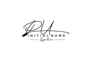 Initial PU signature logo template vector. Hand drawn Calligraphy lettering Vector illustration.