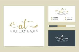 Initial AT Feminine logo collections and business card templat Premium Vector