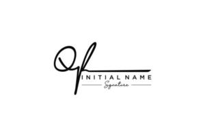 Initial QF signature logo template vector. Hand drawn Calligraphy lettering Vector illustration.