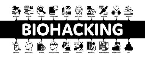 vector de banner infográfico mínimo de biohacking