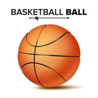 Realistic Basketball Ball Vector. Classic Round Orange Ball. Sport Game Symbol. Illustration vector