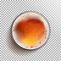 vector de vista superior de vaso de cerveza. vista desde arriba. anuncios de cerveza diseño de pancartas de cervecería. ilustración aislada realista