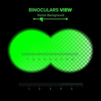 Binoculars View Vector. Illustration Of Binoculars Night Green View Isolated On Transparent Background. Soft Edges, Crosshair. Search Concept, Vision, Look. vector