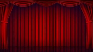 Red Theater Curtain Vector. Theater, Opera Or Cinema Closed Scene. Realistic Red Drapes Illustration vector