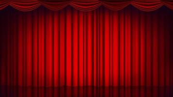 Red Theater Curtain Vector. Theater, Opera Or Cinema Empty Silk Stage, Red Scene. Realistic Illustration vector