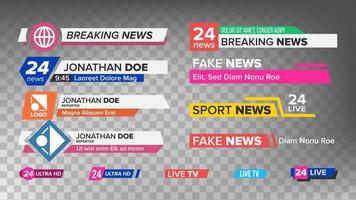 TV News Bars Set Vector. Sign Of Lower Third. Streaming Video News Sign. Isolated Illustration vector